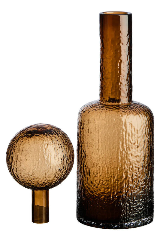 Aven Large Textured Brown Glass Bottle