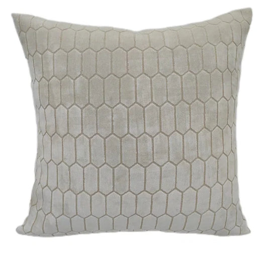 Albie Cut Velvet Honeycombe Ivory Cushion