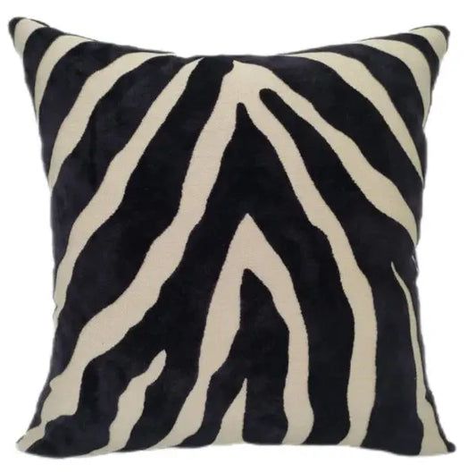 Zebedeedodah Zebra Cut Black Velvet Cushion Malini