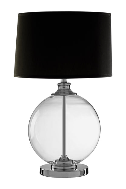 The Beaumont Small Glass Table Lamp with Black Silk Shade