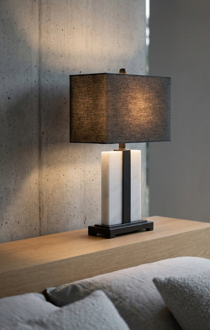 Elvie Black and White Marble Table Lamp