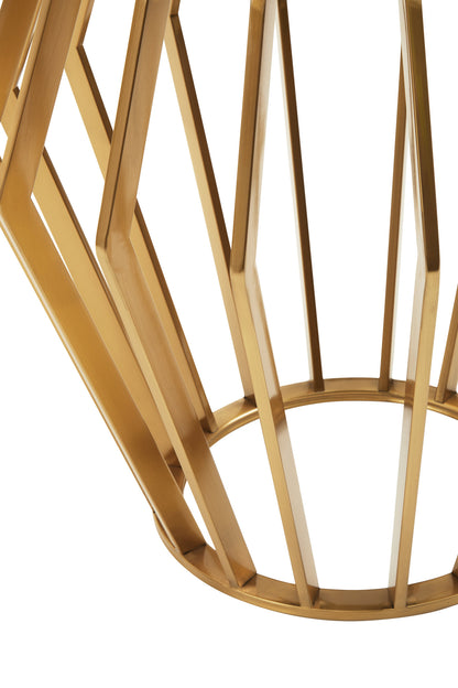 Ackley Gold Round Side Table with Black Glass