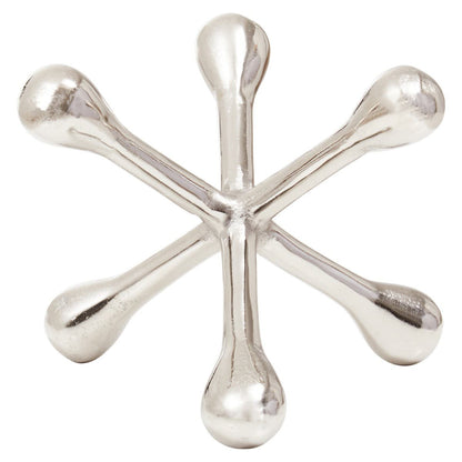 Silver six-pointed star-shaped object on a white background