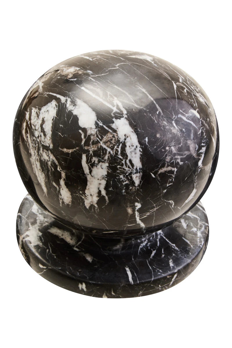 Black and White Veined Marble Ball Sculpture