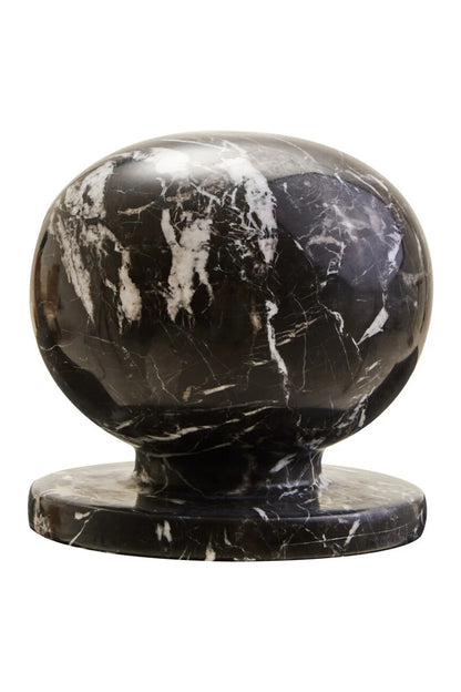 Black and White Veined Marble Ball Sculpture