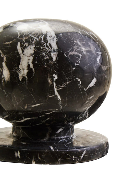 Black and White Veined Marble Ball Sculpture