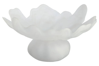 Aven Fluted White Glass Pedestal Bowl
