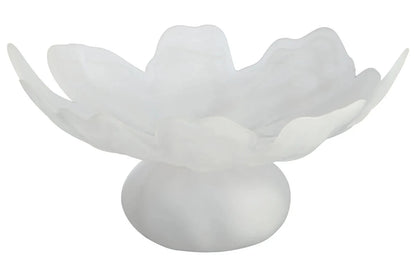 Aven Fluted White Glass Pedestal Bowl