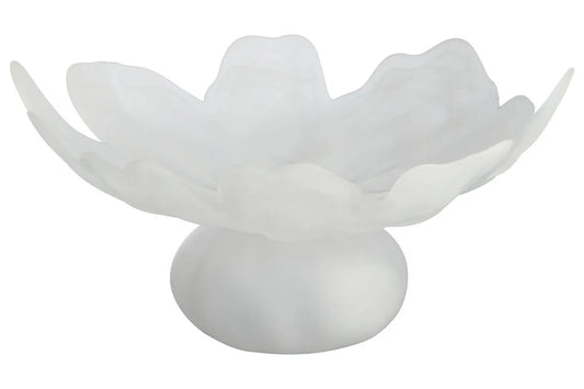 Aven Fluted White Glass Pedestal Bowl