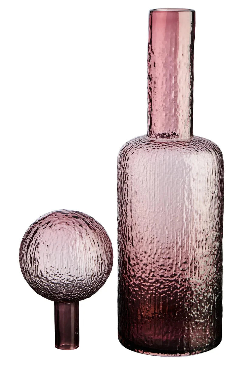 Aven Large Textured Pink Glass Bottle