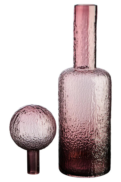 Aven Large Textured Pink Glass Bottle