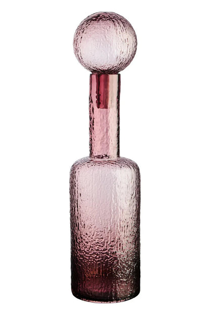 Aven Large Textured Pink Glass Bottle