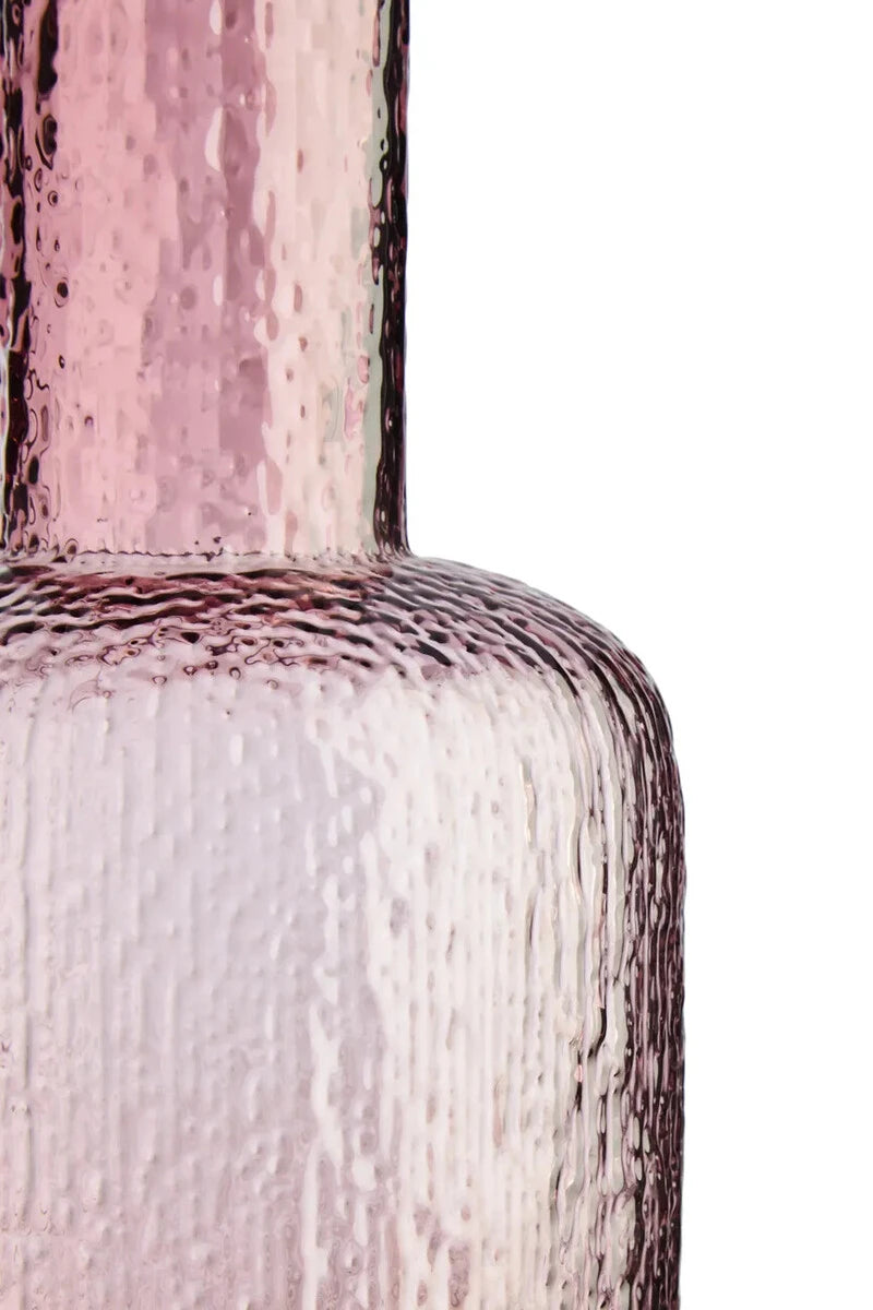 Aven Large Textured Pink Glass Bottle