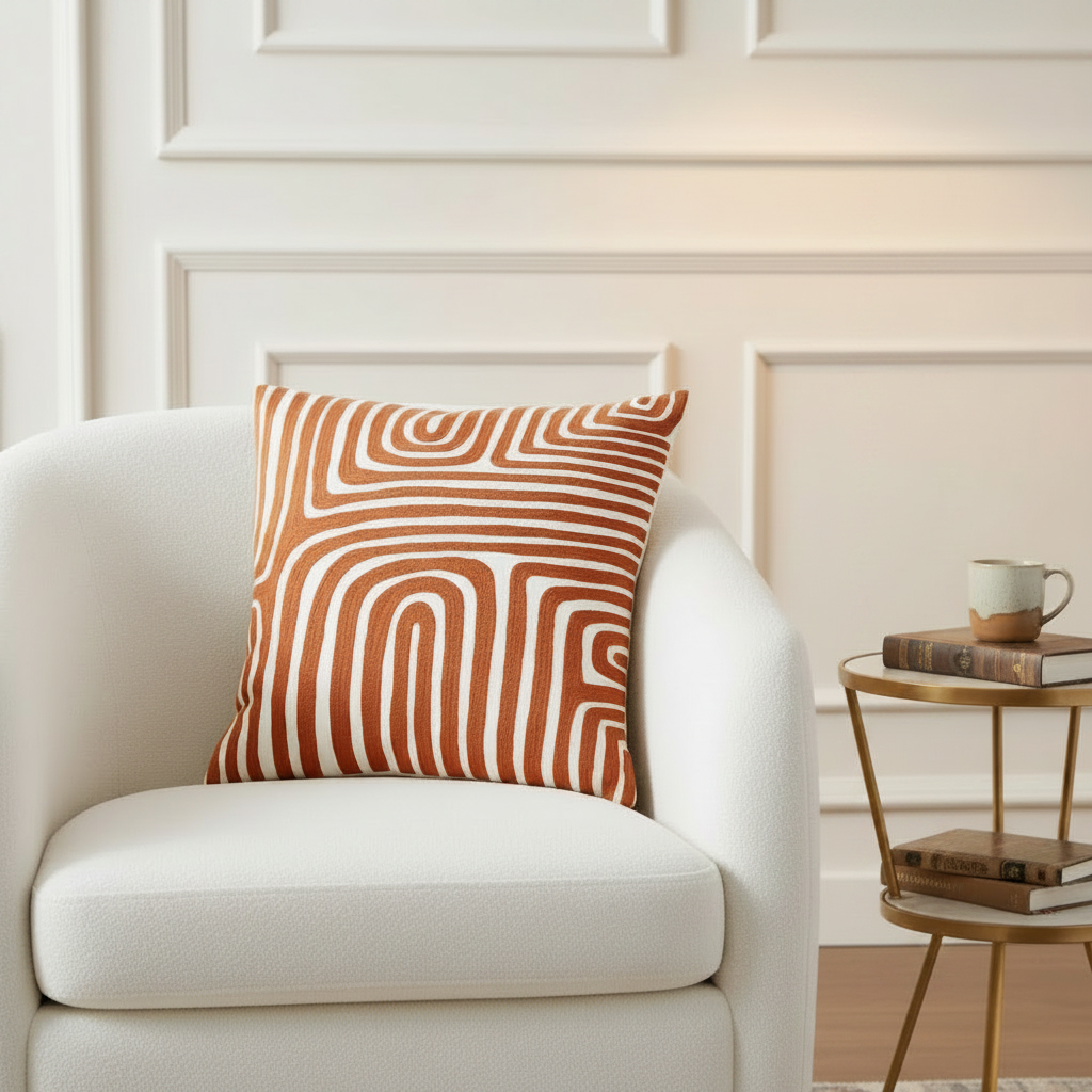 Orien Rust and Ivory Cushion