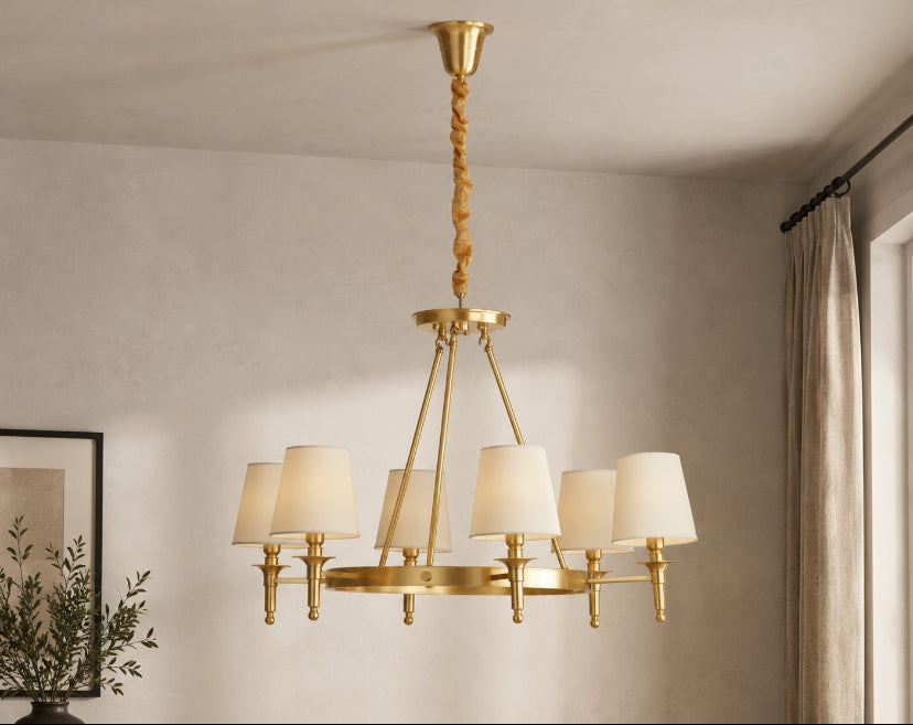 Theon Copper Finish 6 Arm Chandelier