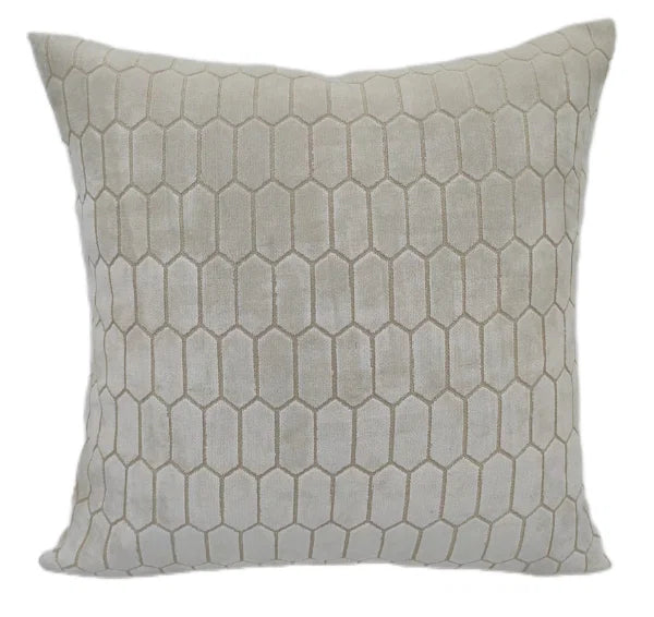 Albie Cut Velvet Honeycombe Ivory Cushion
