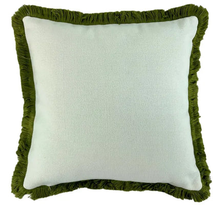 Malini Slub With Heavy Olive Fringe