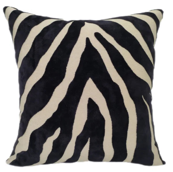 Zebedeedodah Zebra Cut Black Velvet Cushion