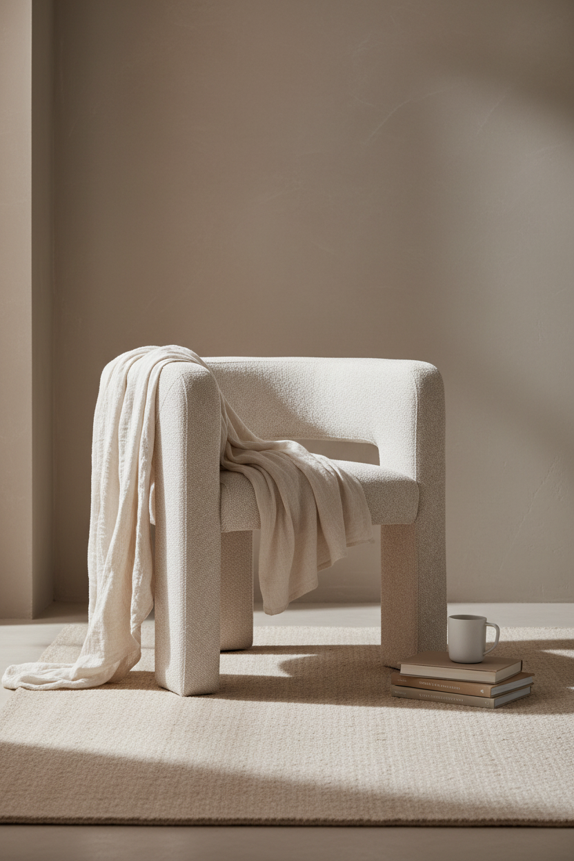 Beige armchair on a white background