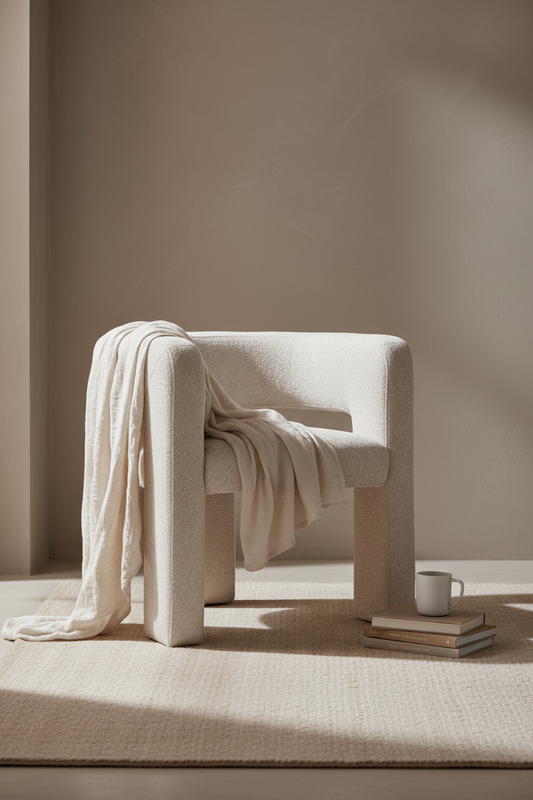 Beige armchair on a white background